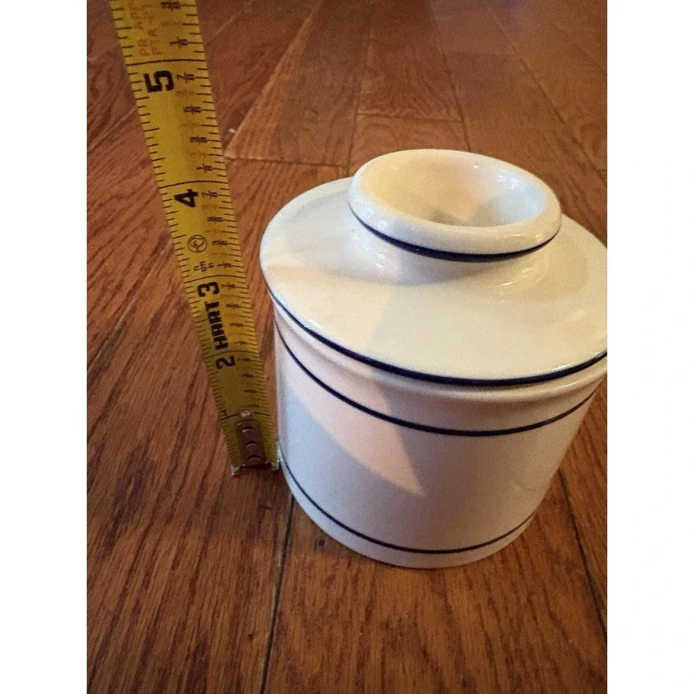 White and Blue Butter-bell Crock Pottery Will Ship‎ In 24 Hours